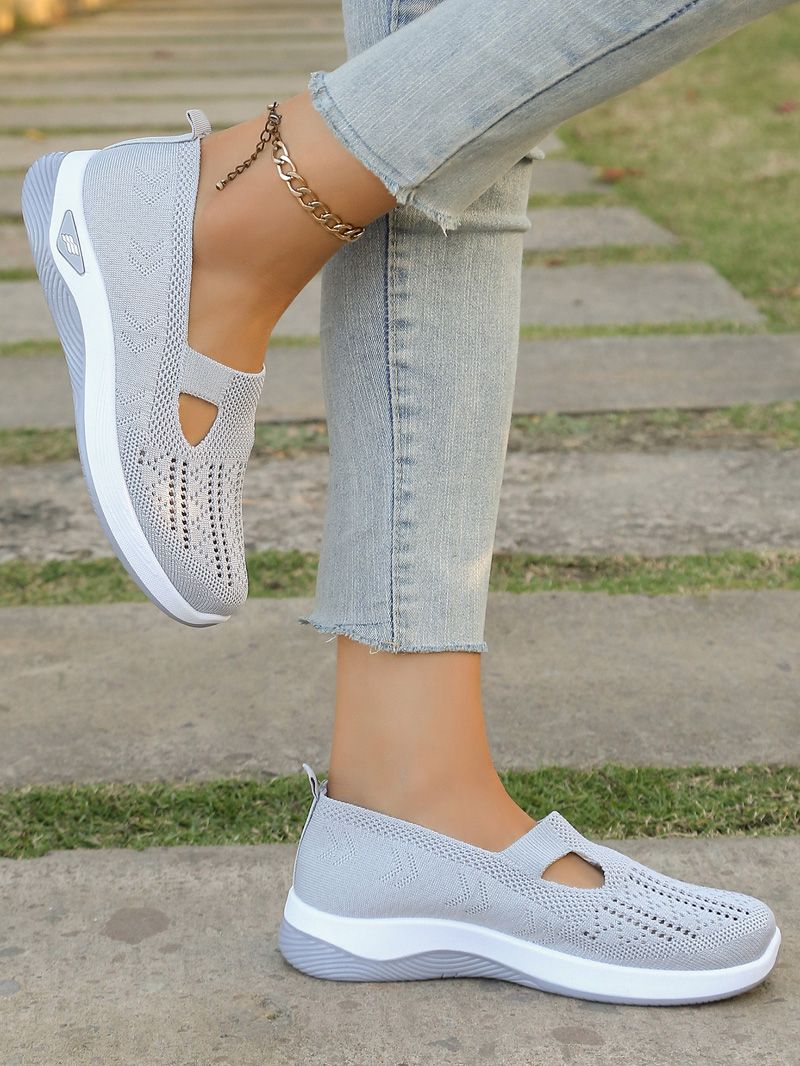 Size 38-42 Women's gray running shoes single shoes ladies' casual shoes girls' athletic mesh shoes Mom gym shoes sneaker students Yoga shoes driving shoes