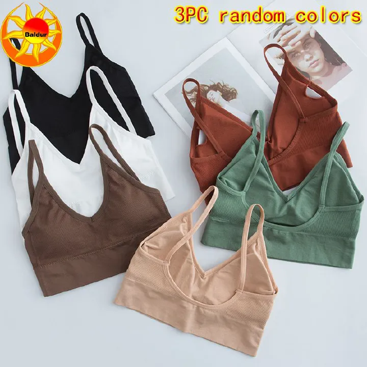 3PC  Women’s seamless wrapped chest rag chest ladies lingerie threaded Sports Bra girl no steel ring  hollowed out sling bra Chinese size please refer to the size table