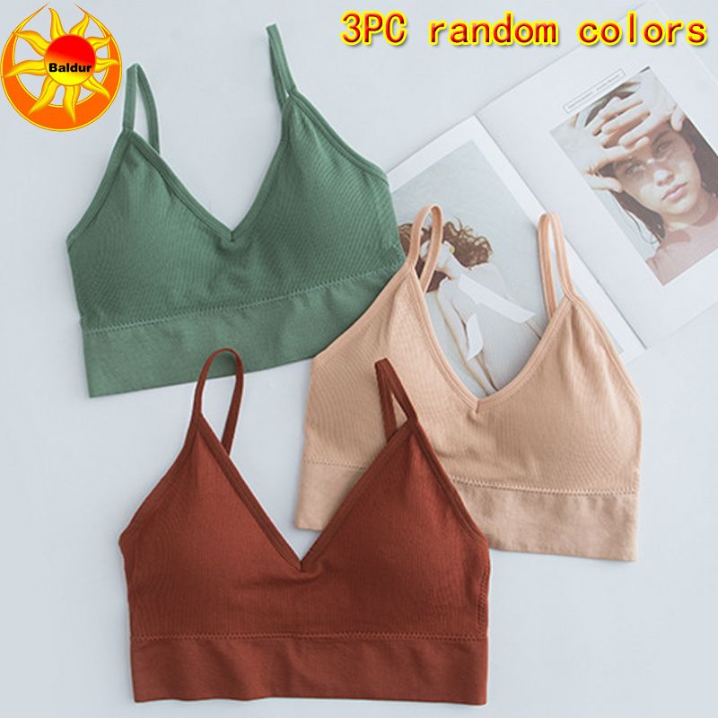 3PC  Women’s seamless wrapped chest rag chest ladies lingerie threaded Sports Bra girl no steel ring  hollowed out sling bra Chinese size please refer to the size table