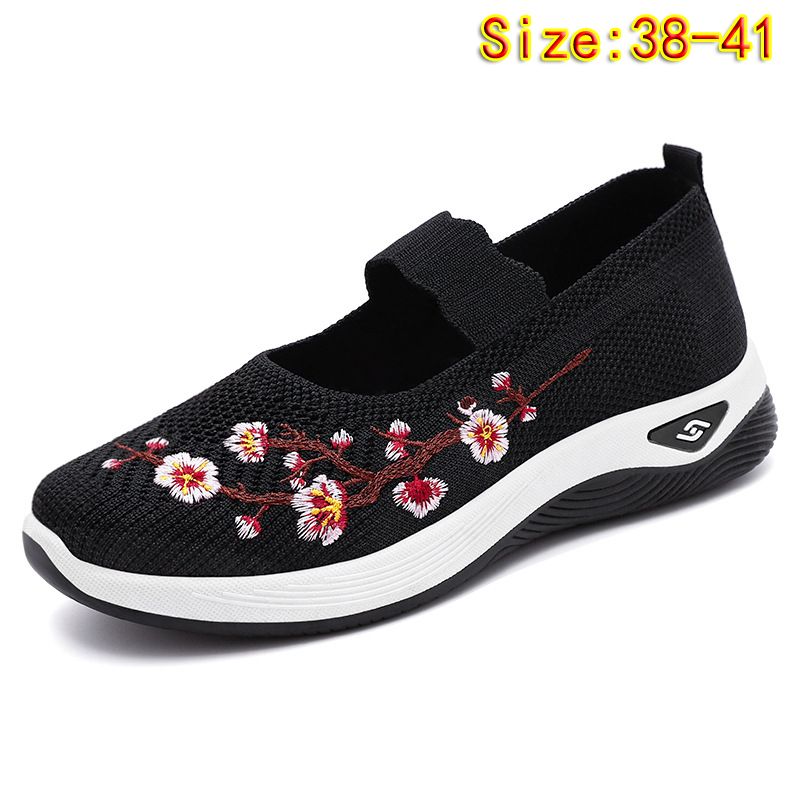size 38-41 Women's shoes mother walking shoes girls travel shoes ladies mesh sports shoes casual fashion running shoes students sneakers embroidered shallow mouth gym