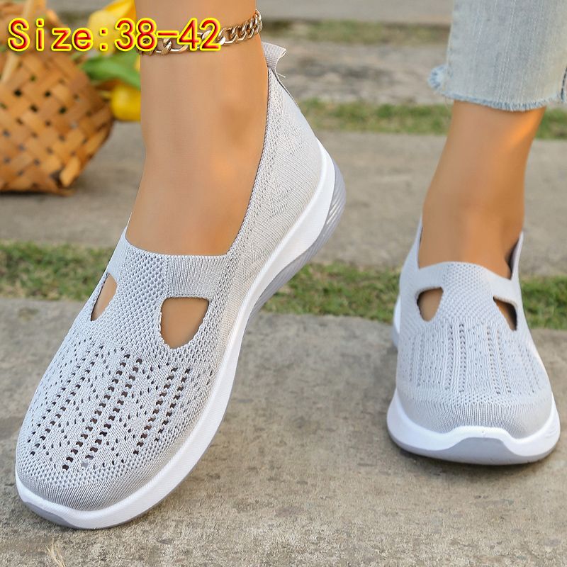 Size 38-42 Women's gray running shoes single shoes ladies' casual shoes girls' athletic mesh shoes Mom gym shoes sneaker students Yoga shoes driving shoes