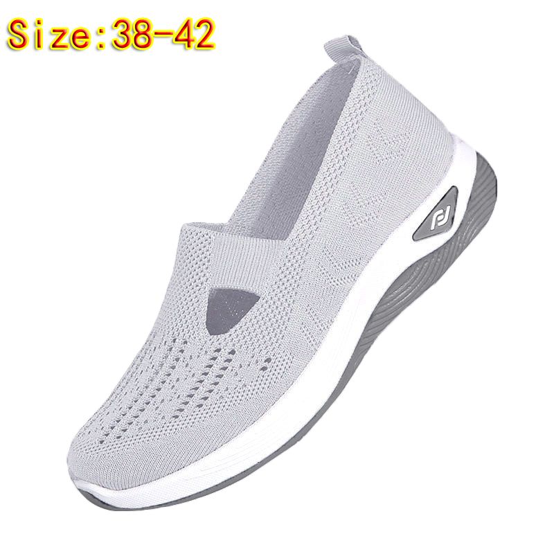 Size 38-42 Women's gray running shoes single shoes ladies' casual shoes girls' athletic mesh shoes Mom gym shoes sneaker students Yoga shoes driving shoes