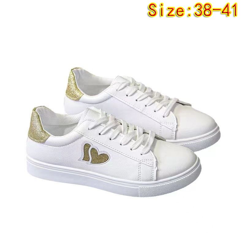 Size 38-41 Women's PU artificial leather shoes ladies white shoes girls simple casual shoes students shoes running shoes  sports shoes Athletic
