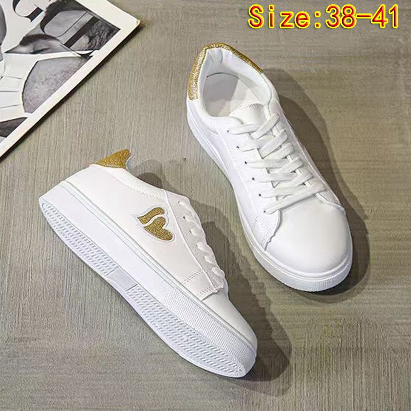 Size 38-41 Women's PU artificial leather shoes ladies white shoes girls simple casual shoes students shoes running shoes  sports shoes Athletic