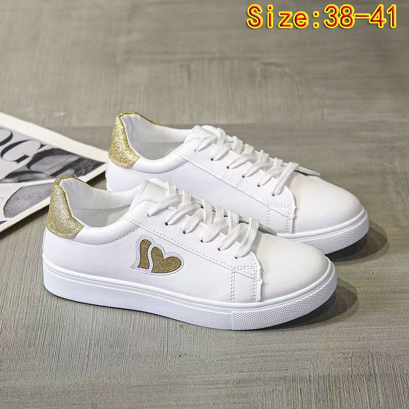 Size 38-41 Women's PU artificial leather shoes ladies white shoes girls simple casual shoes students shoes running shoes  sports shoes Athletic