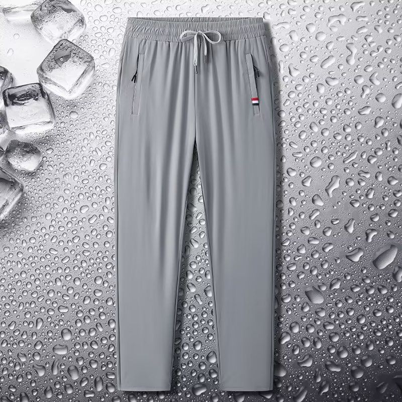 2PC black+grey men's&women's clothes thin ice silk pants students clothing boys loose straight leg sweatpants trousers long casual pants sports pants