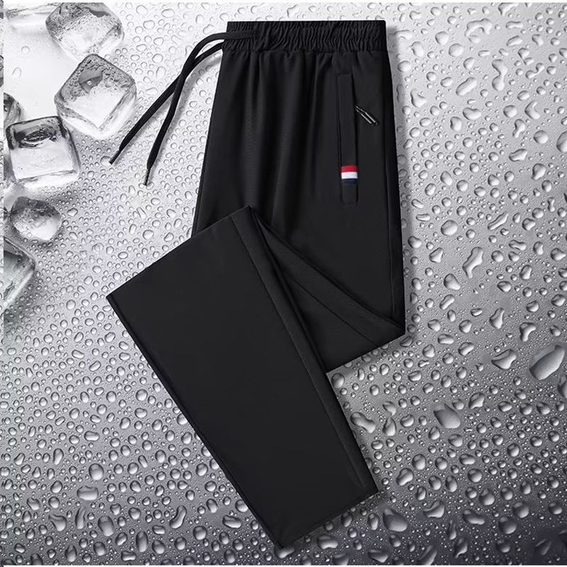 2PC black+grey men's&women's clothes thin ice silk pants students clothing boys loose straight leg sweatpants trousers long casual pants sports pants