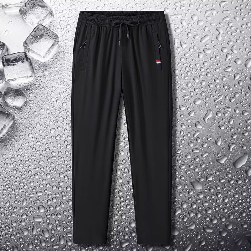 2PC black+grey men's&women's clothes thin ice silk pants students clothing boys loose straight leg sweatpants trousers long casual pants sports pants