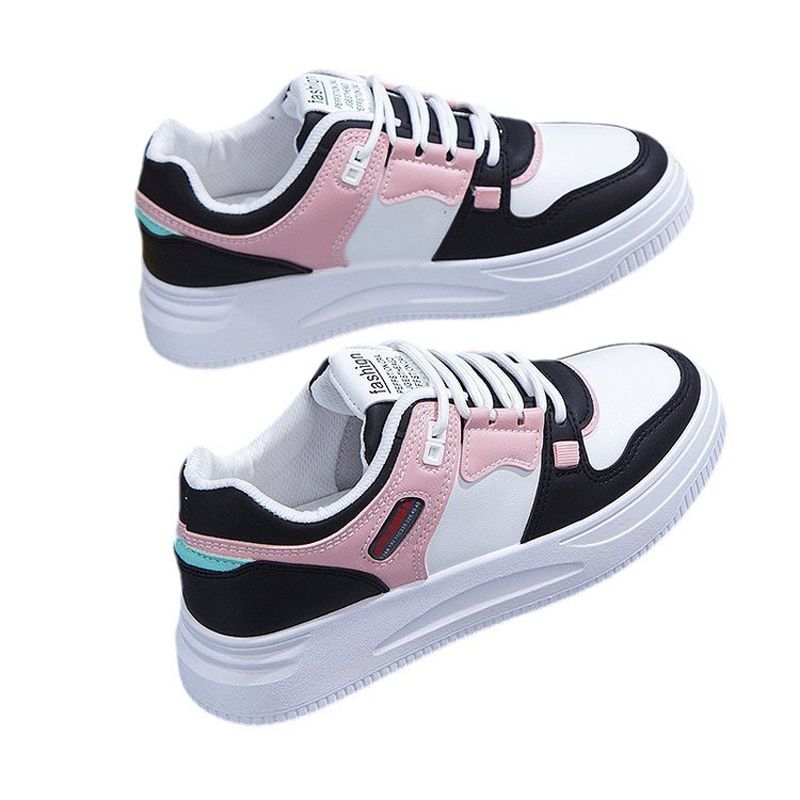 Women's PU artificial leather shoes ladies running shoes students white shoes girls board shoes athletic shoes flat fashion casual sports shoes