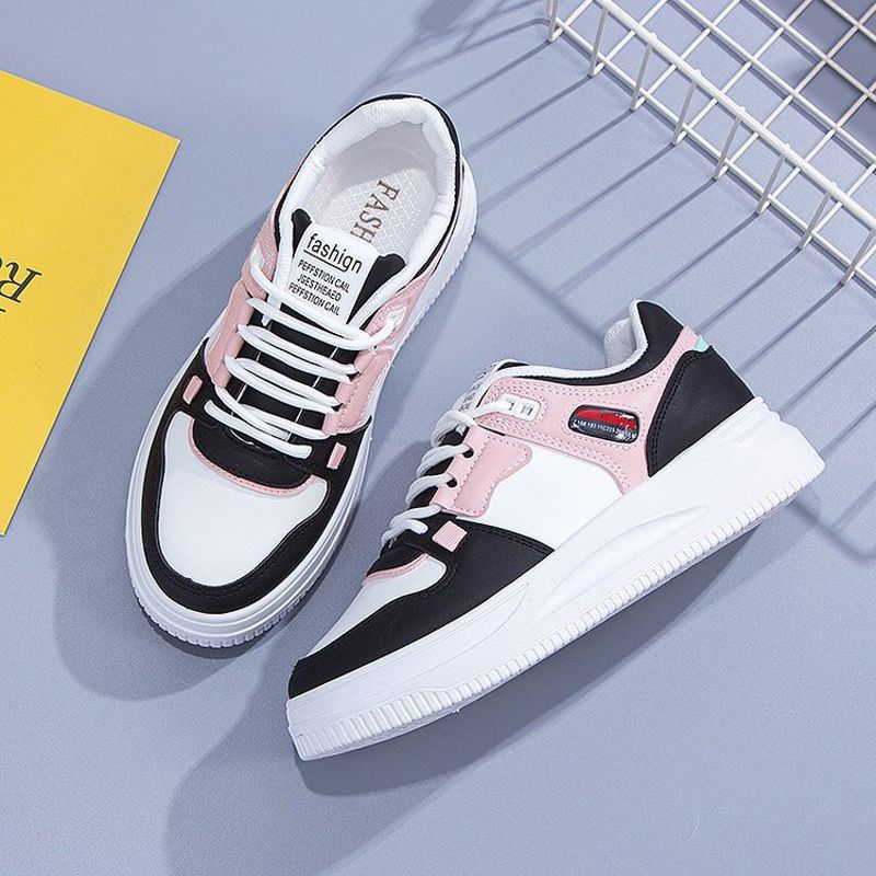 Women's PU artificial leather shoes ladies running shoes students white shoes girls board shoes athletic shoes flat fashion casual sports shoes