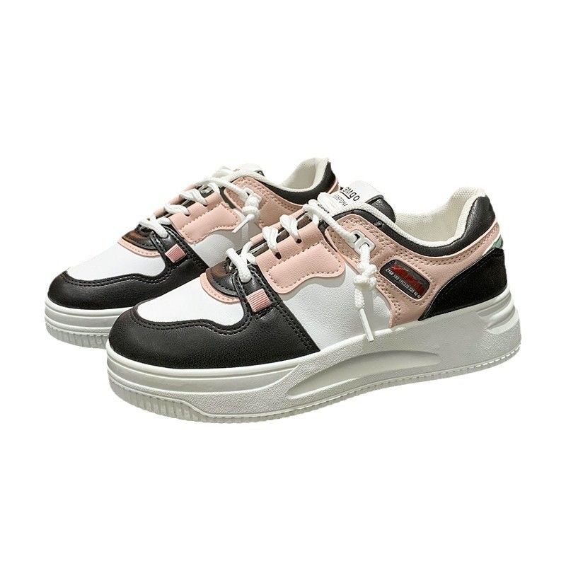 Women's PU artificial leather shoes ladies running shoes students white shoes girls board shoes athletic shoes flat fashion casual sports shoes