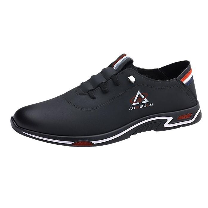 Size 41-44 Men's black PU Artificial leather shoes business casual shoes driving single shoes boys sports shoes fashion sneakers Oxfords