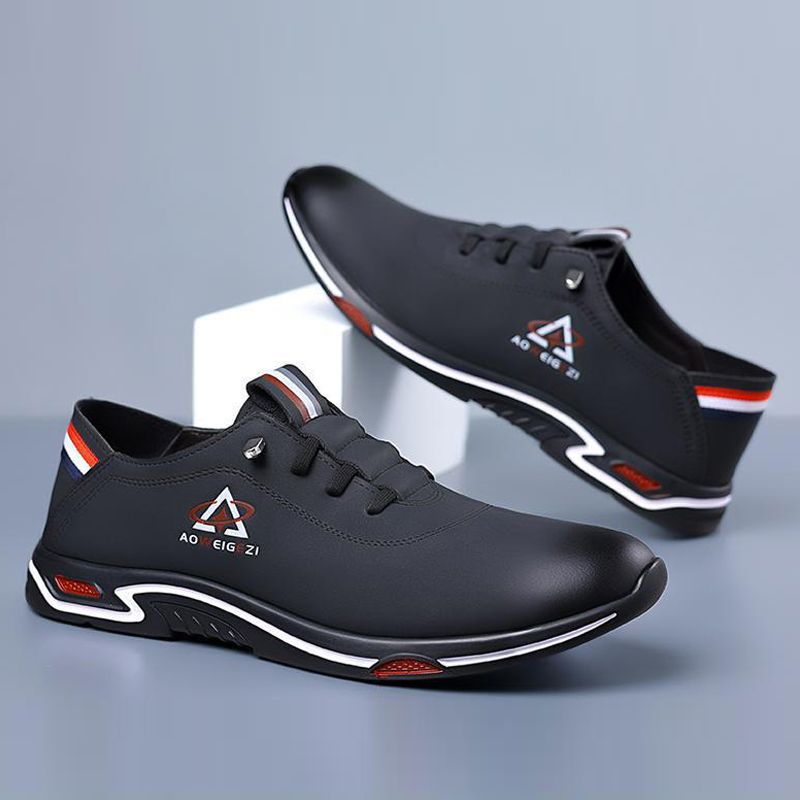Size 41-44 Men's black PU Artificial leather shoes business casual shoes driving single shoes boys sports shoes fashion sneakers Oxfords