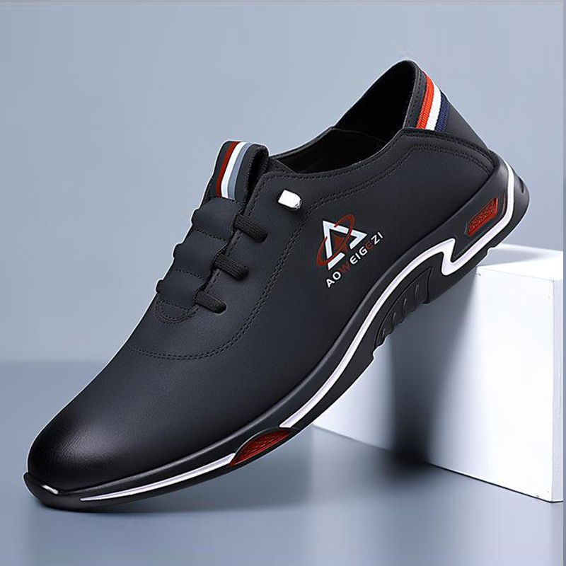 Size 41-44 Men's black PU Artificial leather shoes business casual shoes driving single shoes boys sports shoes fashion sneakers Oxfords