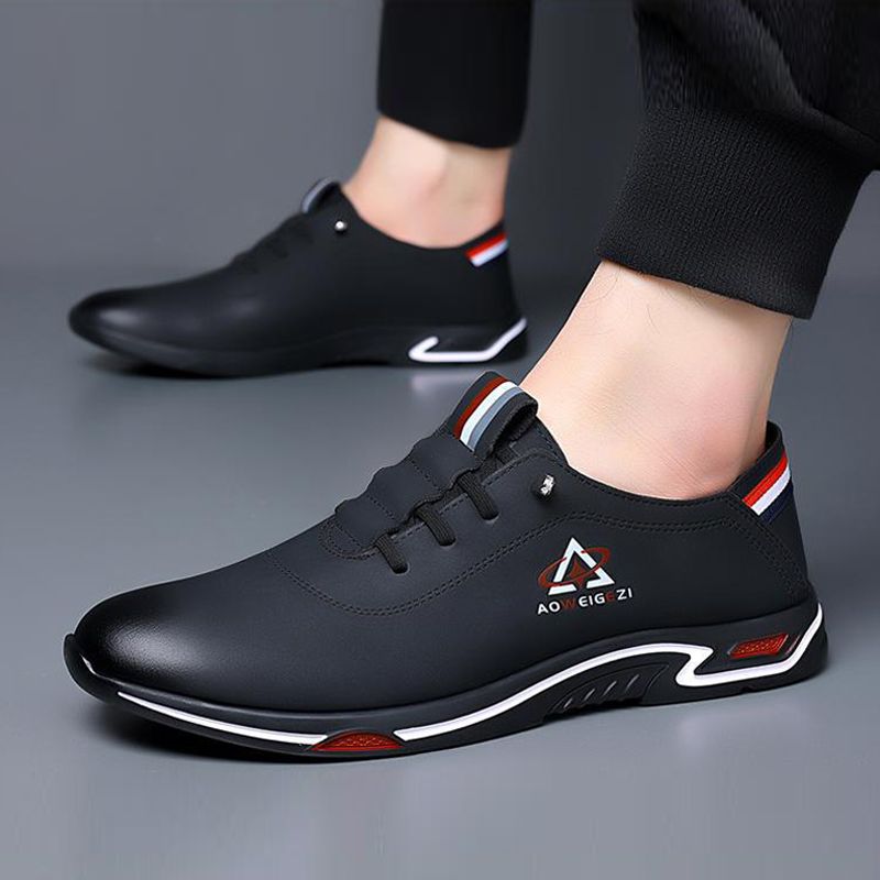 Size 41-44 Men's black PU Artificial leather shoes business casual shoes driving single shoes boys sports shoes fashion sneakers Oxfords