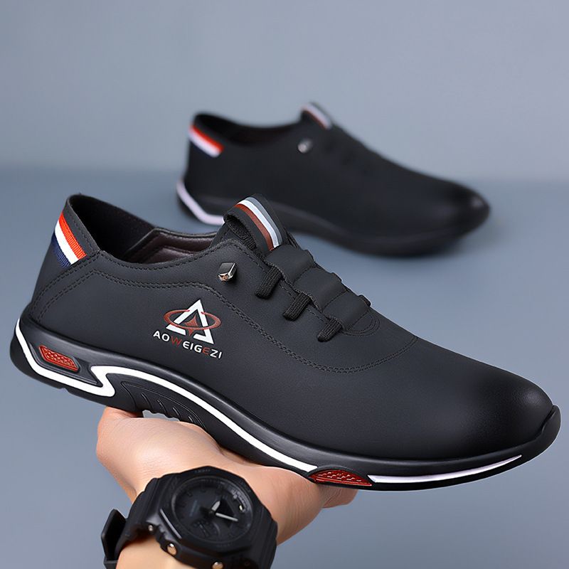 Size 41-44 Men's black PU Artificial leather shoes business casual shoes driving single shoes boys sports shoes fashion sneakers Oxfords