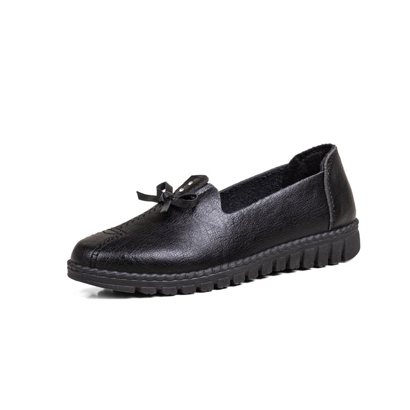 Women's PU leather single shoes Ladies artificial flat yoga gym students soft sole casual shoes girls bean shoes mom loafers
