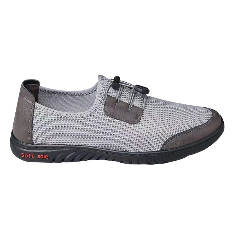 Baldur Men's mesh casual shoes sneakers slip-on dad shoes soft soled cloth shoes boy's hollow out sandal fashion single shoes sports running shoes grey  +brown