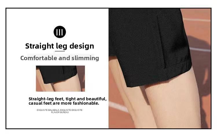 Baldur 2PC black+blue Men's thin ice silk five-point pants students  quick-drying casual shorts father's outerwear loose straight leg pants boys sports trousers beach Pants