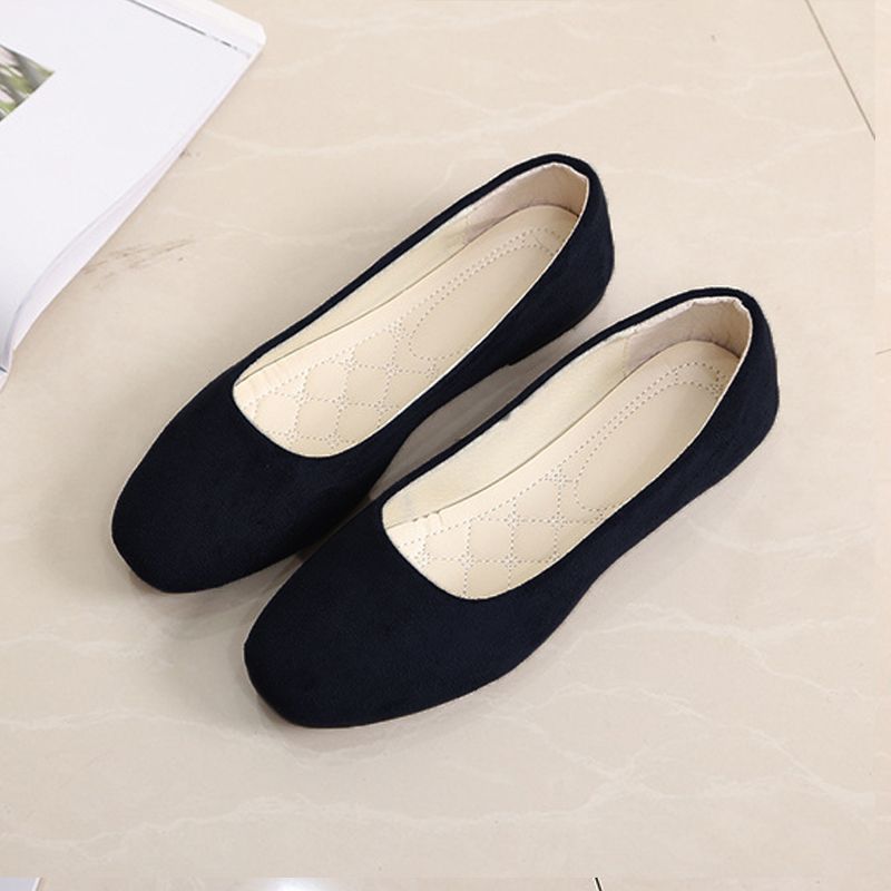 Size 38-43 women's suede shoes Girls Loafers ladies' Shoes Ballerinas and Flats students Non Slip Sole black shoes
