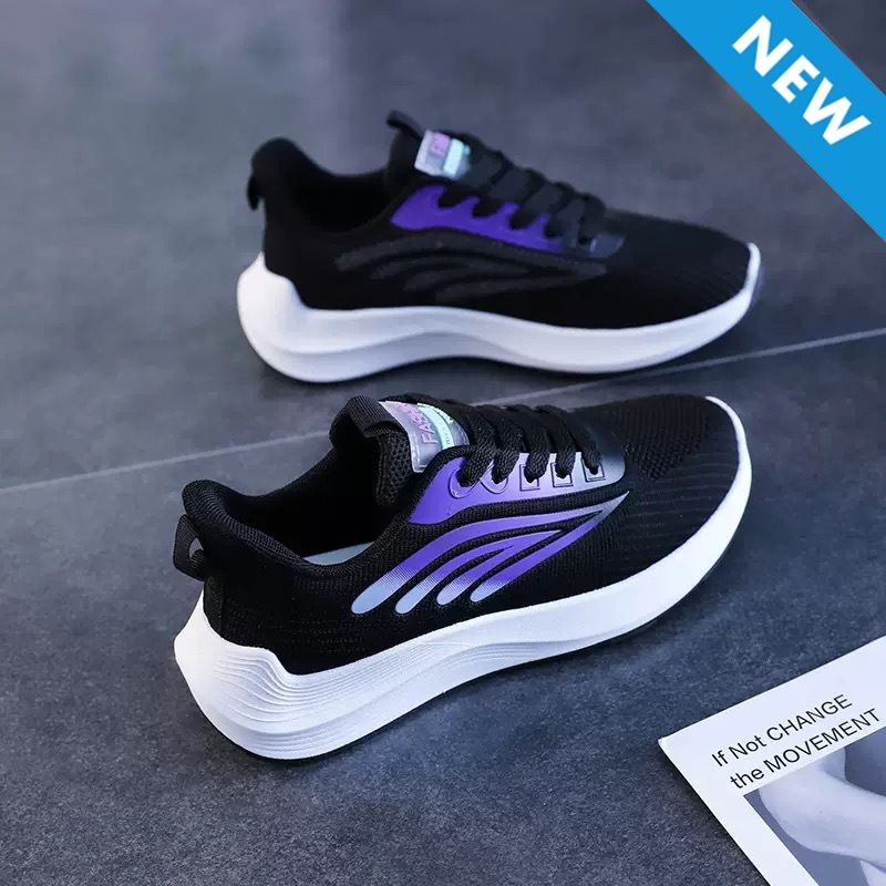 Baldur women's lace-up sports sneakers ladies athletic casual running shoes students soft soled shoes girls flats sports Black shoes