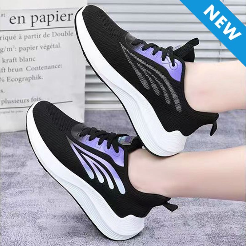 Baldur women's lace-up sports sneakers ladies athletic casual running shoes students soft soled shoes girls flats sports Black shoes