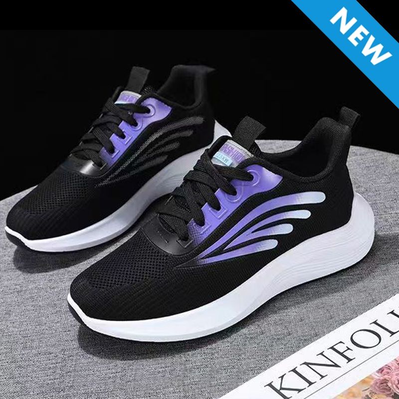 Baldur women's lace-up sports sneakers ladies athletic casual running shoes students soft soled shoes girls flats sports Black shoes