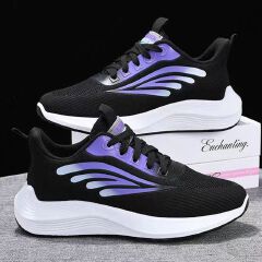 Baldur women's lace-up sports sneakers ladies athletic casual running shoes students soft soled shoes girls flats sports Black shoes