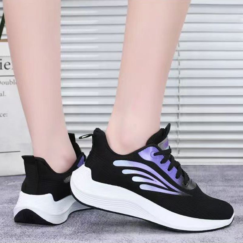 Baldur women's lace-up sports sneakers ladies athletic casual running shoes students soft soled shoes girls flats sports Black shoes