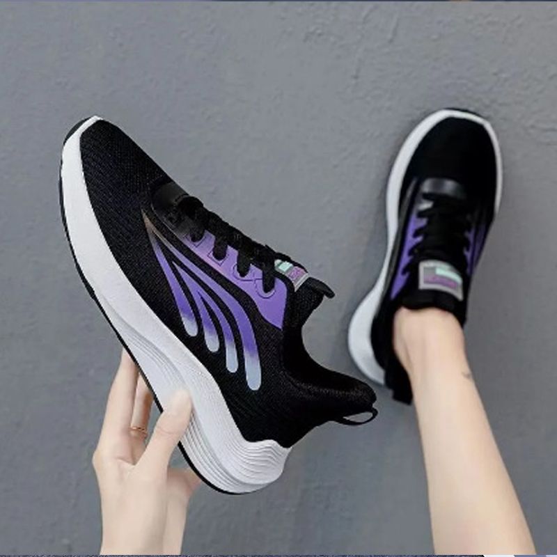 Baldur women's lace-up sports sneakers ladies athletic casual running shoes students soft soled shoes girls flats sports Black shoes