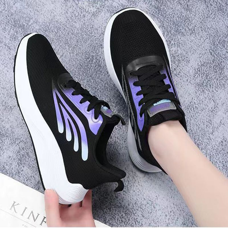 Baldur women's lace-up sports sneakers ladies athletic casual running shoes students soft soled shoes girls flats sports Black shoes