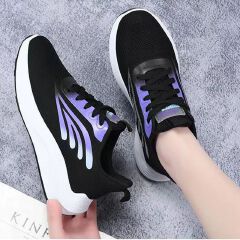 Baldur women's lace-up sports sneakers ladies athletic casual running shoes students soft soled shoes girls flats sports Black shoes