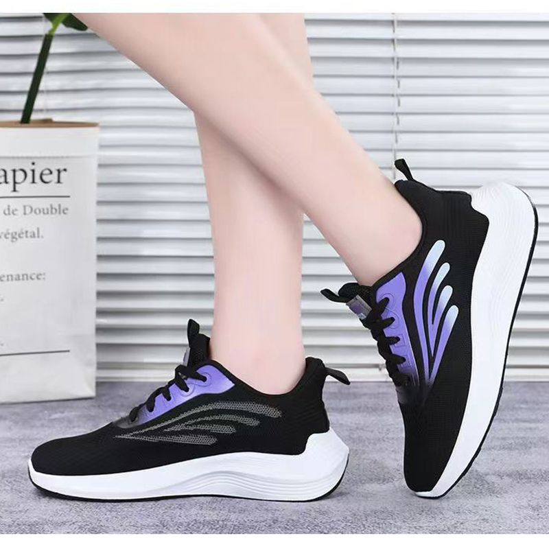 Baldur women's lace-up sports sneakers ladies athletic casual running shoes students soft soled shoes girls flats sports Black shoes
