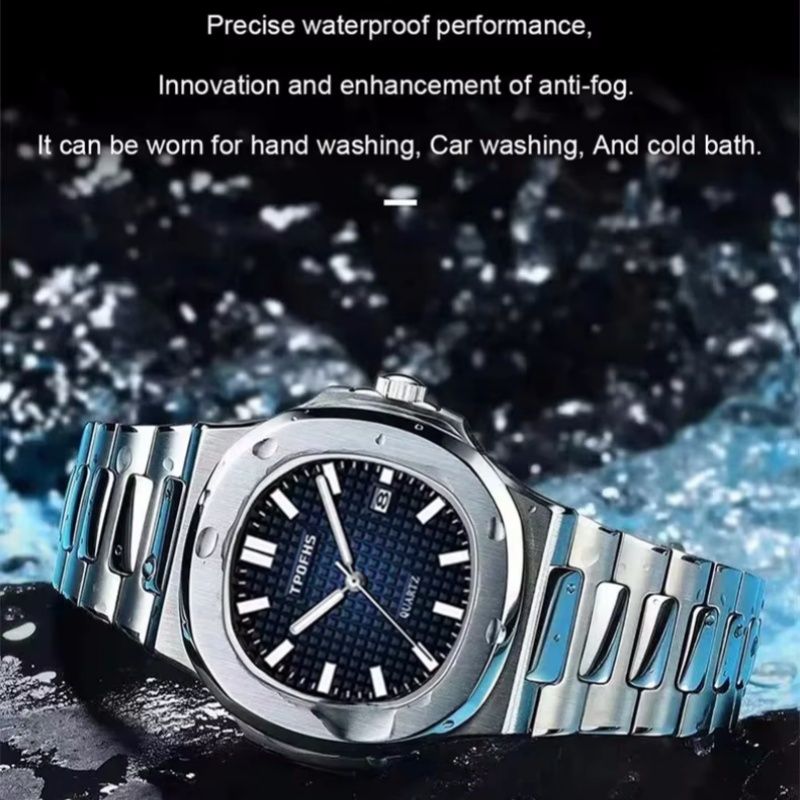 3PCS/Set Fashion Men's Stainless Steel Band Watch Casual Calendar Quartz Watch Jewelry Set  Luxury Watch Business Waterproof Male Clock Luminous Date Stainless Steel