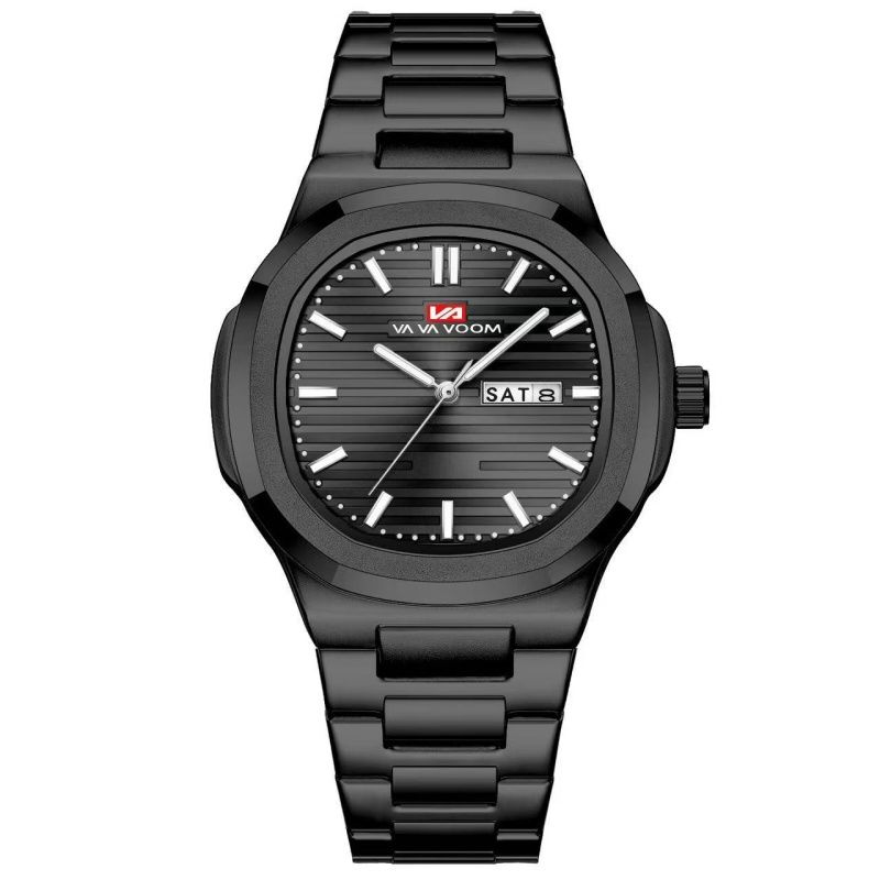 Luxury Men Watch Top Brand Classic Business Style Stainless Steel Dual Calendar Quartz Movement Wrist Watch For Men