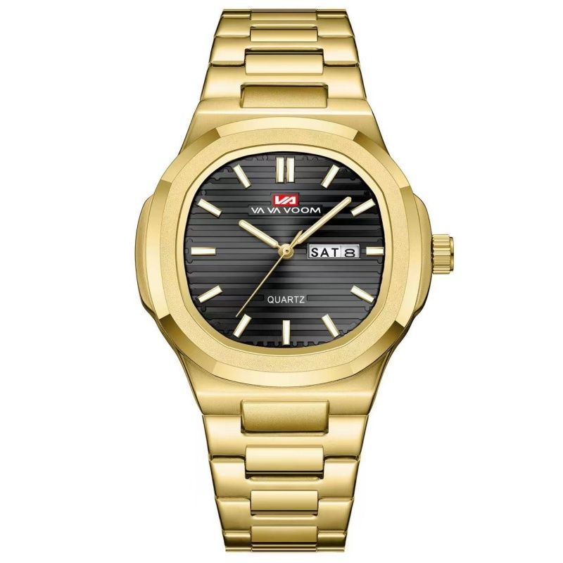 Luxury Men Watch Top Brand Classic Business Style Stainless Steel Dual Calendar Quartz Movement Wrist Watch For Men