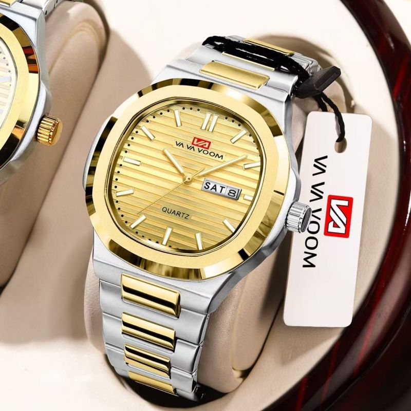Luxury Men Watch Top Brand Classic Business Style Stainless Steel Dual Calendar Quartz Movement Wrist Watch For Men