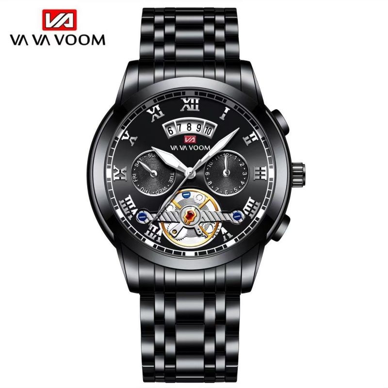 Stainless Steel Tourbillon Non-automatic Mechanical Multi-functional Business Watch With Luminous And Waterproof Features For Men