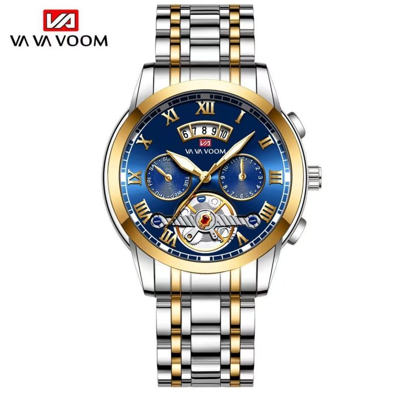 Stainless Steel Tourbillon Non-automatic Mechanical Multi-functional Business Watch With Luminous And Waterproof Features For Men