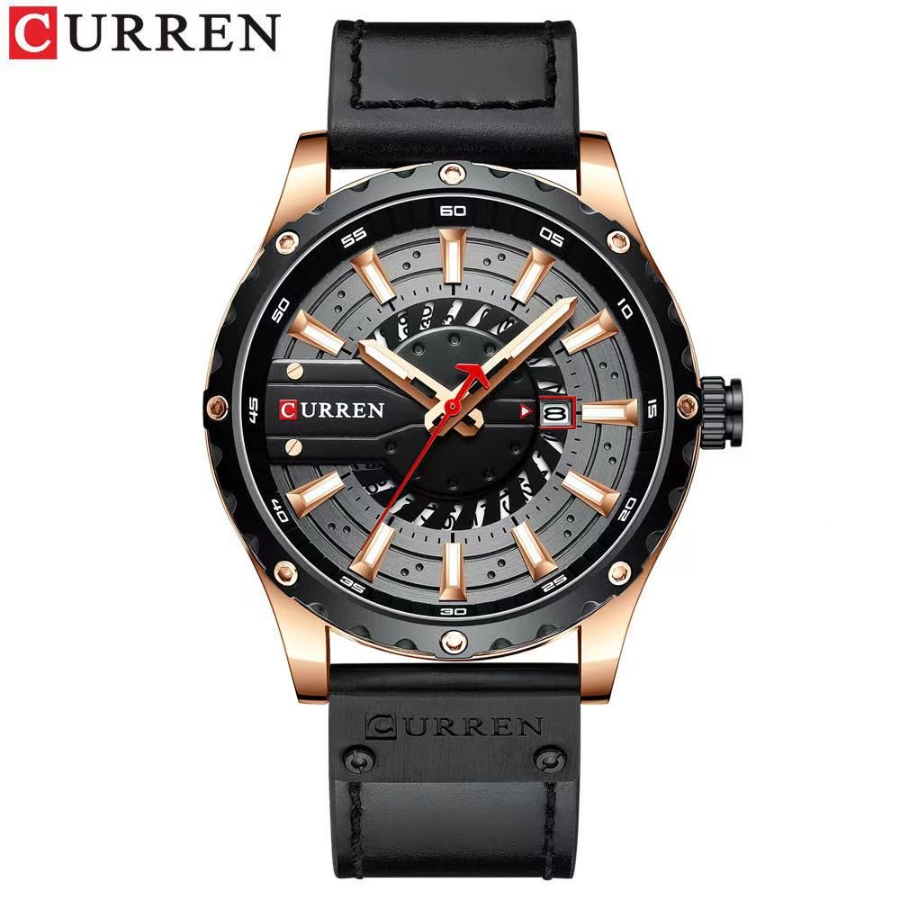 Simple Business Leather Watch, Equipped with Japanese Seiko PC32 Movement, Featuring Waterproof Function, Practical Quartz Calendar and Luminous Display