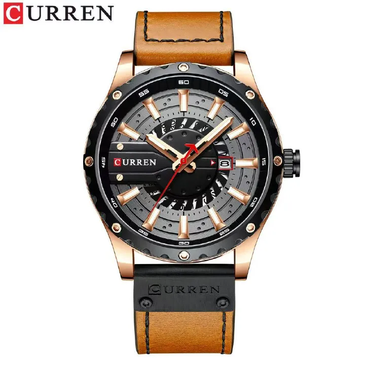 Simple Business Leather Watch, Equipped with Japanese Seiko PC32 Movement, Featuring Waterproof Function, Practical Quartz Calendar and Luminous Display