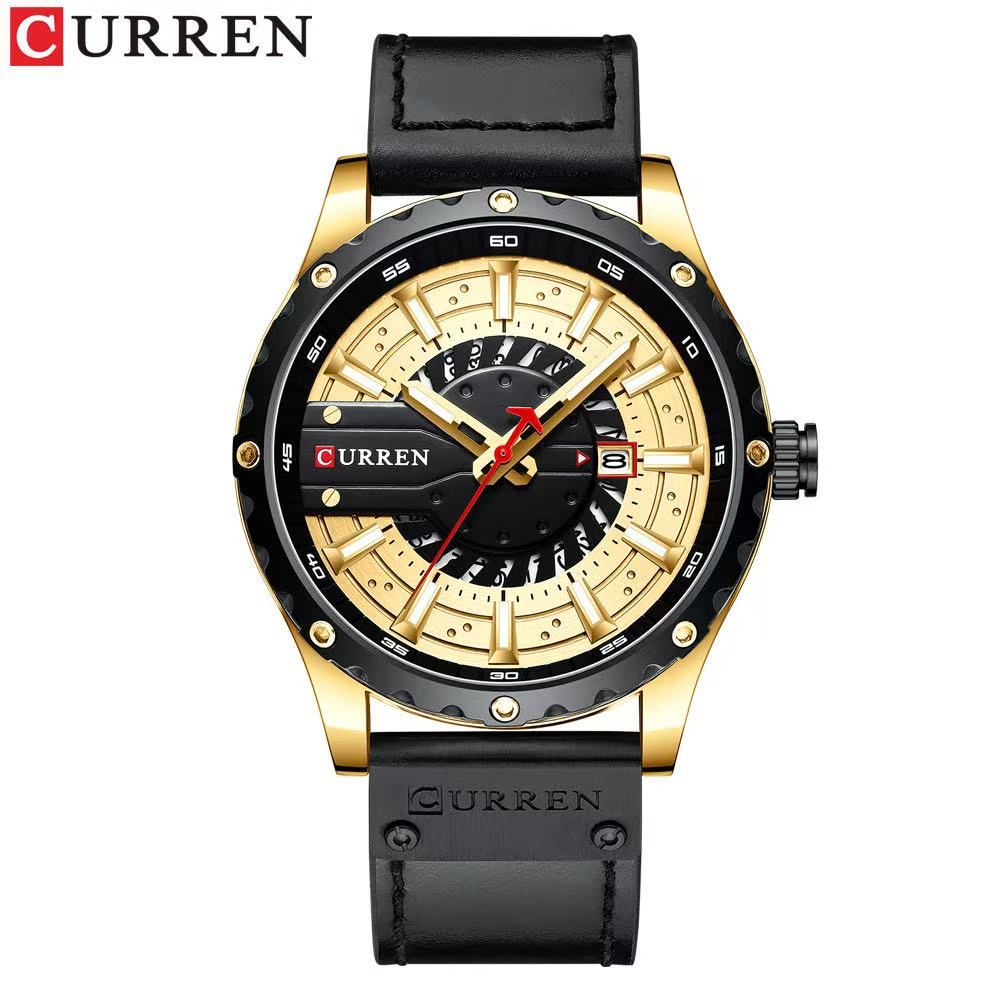 Simple Business Leather Watch, Equipped with Japanese Seiko PC32 Movement, Featuring Waterproof Function, Practical Quartz Calendar and Luminous Display