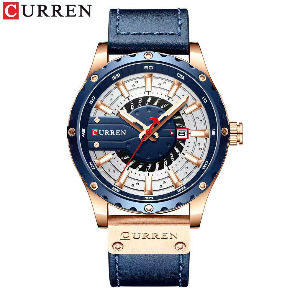 Simple Business Leather Watch, Equipped with Japanese Seiko PC32 Movement, Featuring Waterproof Function, Practical Quartz Calendar and Luminous Display