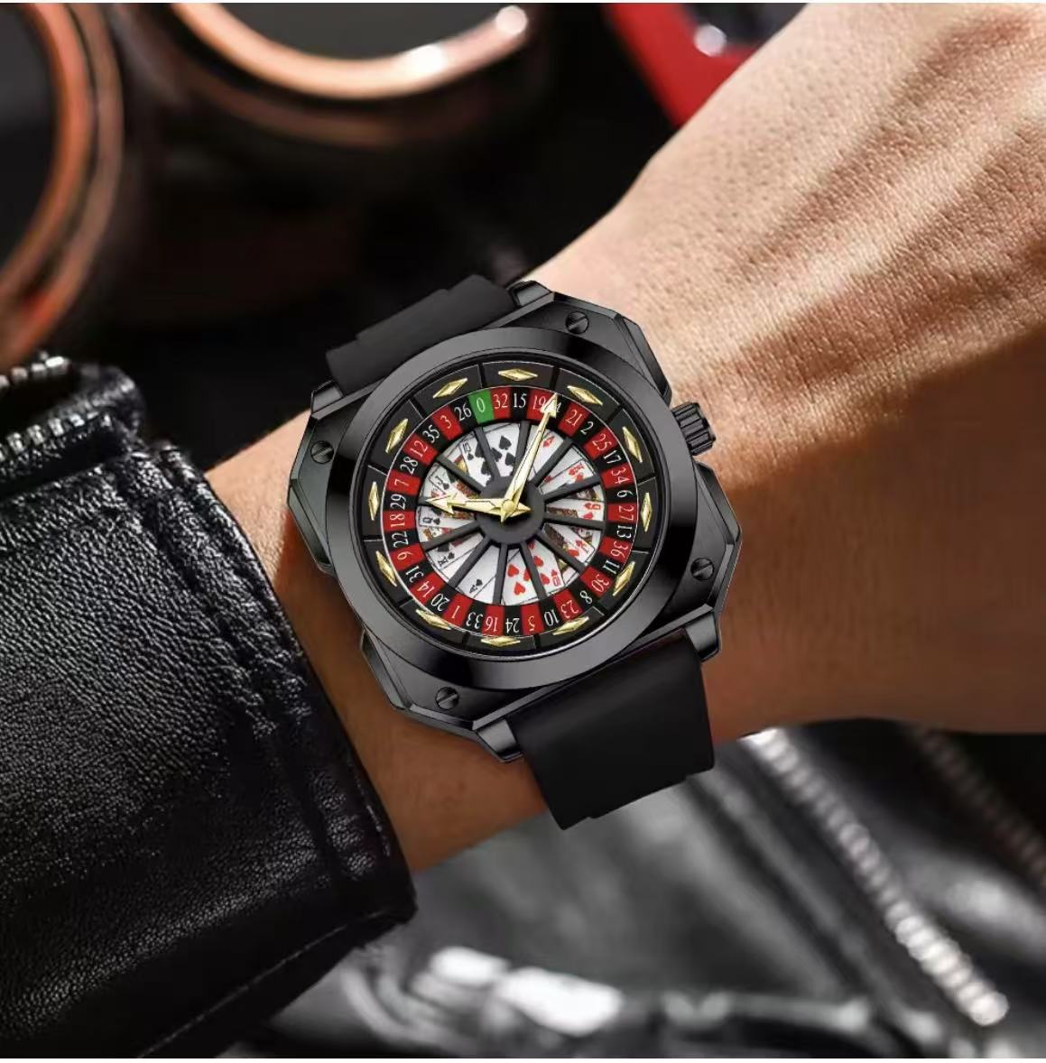 New Fashion Trend Men's Watch, Creative Leather Strap, Luminous, Waterproof, Stylish And Luxurious Rotating Wristband, Business Watch For Men, Rotatable Quartz Watch