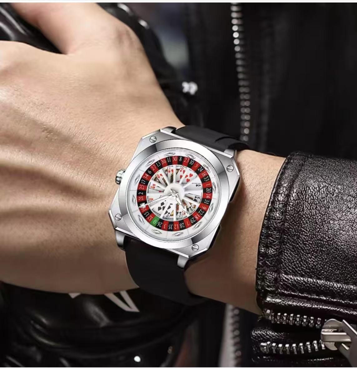 New Fashion Trend Men's Watch, Creative Leather Strap, Luminous, Waterproof, Stylish And Luxurious Rotating Wristband, Business Watch For Men, Rotatable Quartz Watch