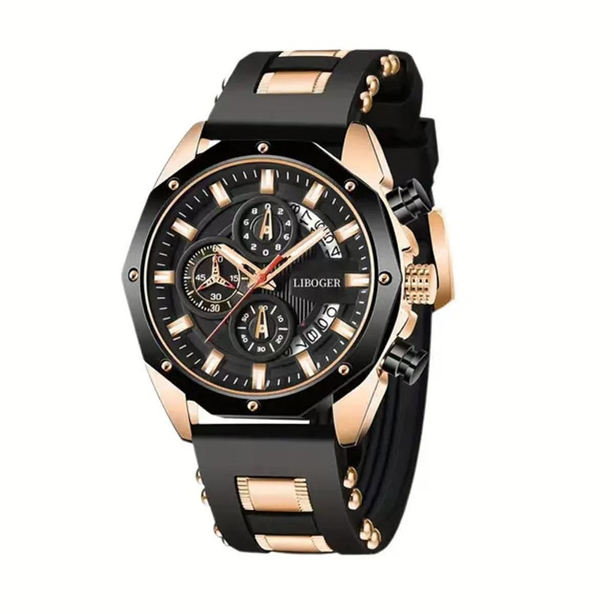 Men's Popular Watch, Fashionable Silicone Strap Watch, Multi - Function Calendar Sports Watch, Double Tourbillon, 360 - Degree Wrist Fit, First - Class Quality, First - Class Service