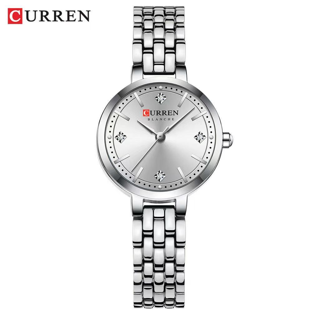 CURREN/Karui En 9106 Small-Dial Waterproof Women's Watch, a Casual Quartz Wristwatch Designed for Ladies, Features a Diamond-Inlaid Dial and a Scratch-Resistant Mirror.