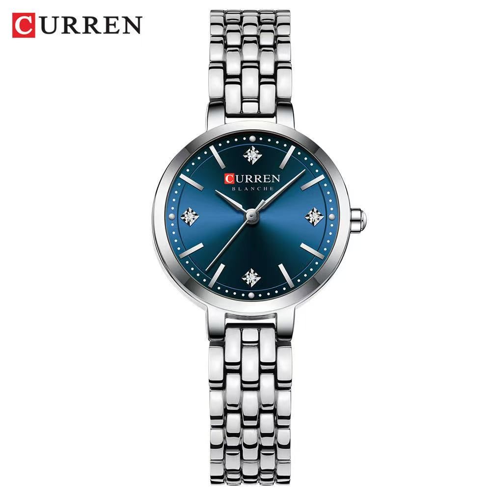 CURREN/Karui En 9106 Small-Dial Waterproof Women's Watch, a Casual Quartz Wristwatch Designed for Ladies, Features a Diamond-Inlaid Dial and a Scratch-Resistant Mirror.