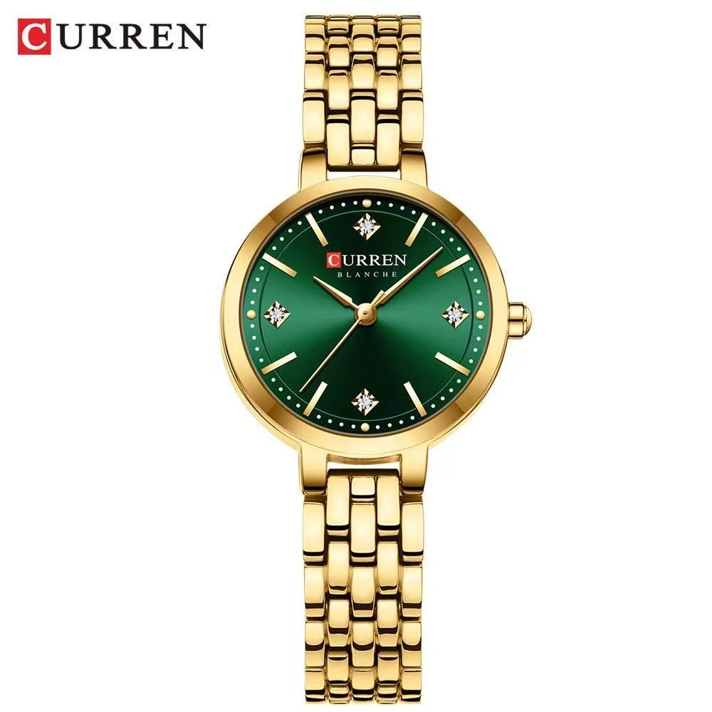 CURREN/Karui En 9106 Small-Dial Waterproof Women's Watch, a Casual Quartz Wristwatch Designed for Ladies, Features a Diamond-Inlaid Dial and a Scratch-Resistant Mirror.