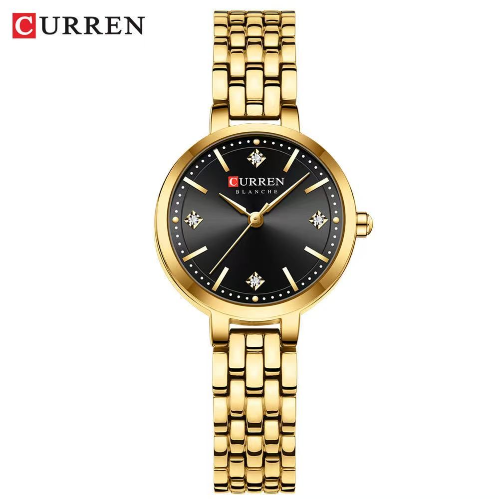 CURREN/Karui En 9106 Small-Dial Waterproof Women's Watch, a Casual Quartz Wristwatch Designed for Ladies, Features a Diamond-Inlaid Dial and a Scratch-Resistant Mirror.